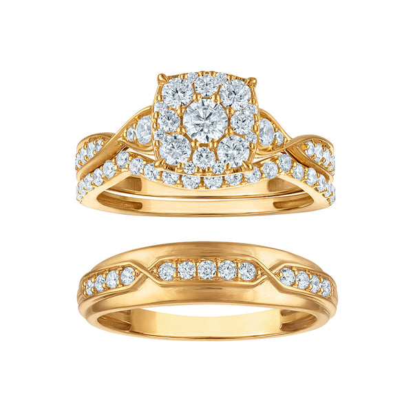 White Diamond Wedding Trio Ring in 10KT Gold