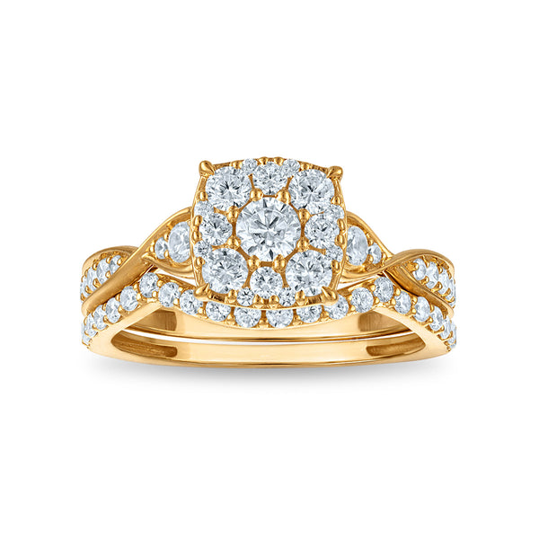 White Diamond Wedding Trio Ring in 10KT Gold