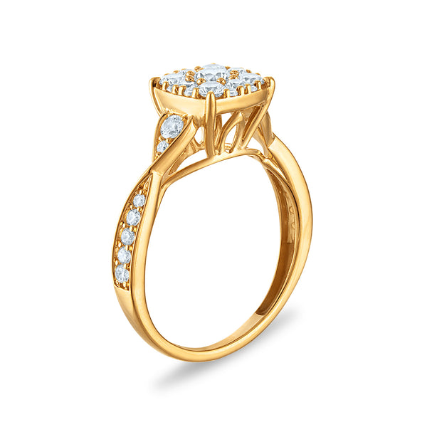 White Diamond Wedding Trio Ring in 10KT Gold