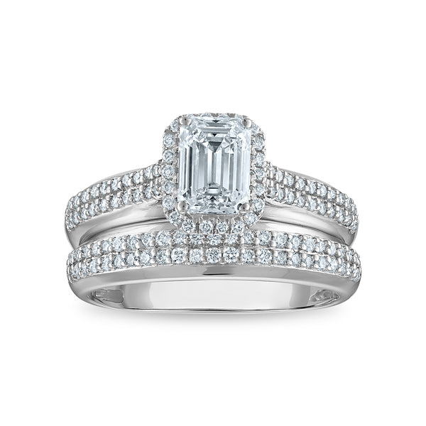 White Diamond Halo Ring in 925 Silver