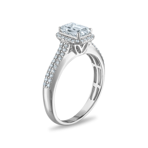 White Diamond Halo Ring in 925 Silver