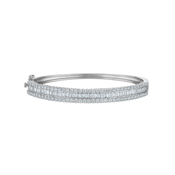 White Diamond Bangle Bracelet in 925 Silver