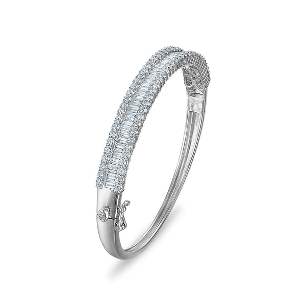 White Diamond Bangle Bracelet in 925 Silver