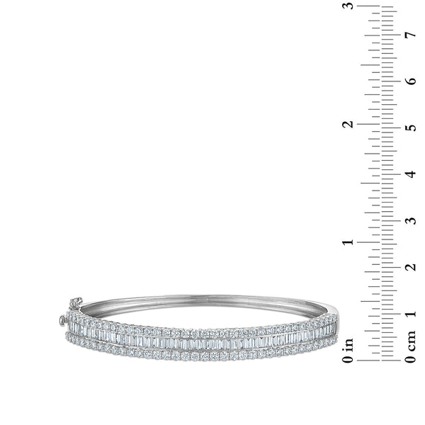 White Diamond Bangle Bracelet in 925 Silver