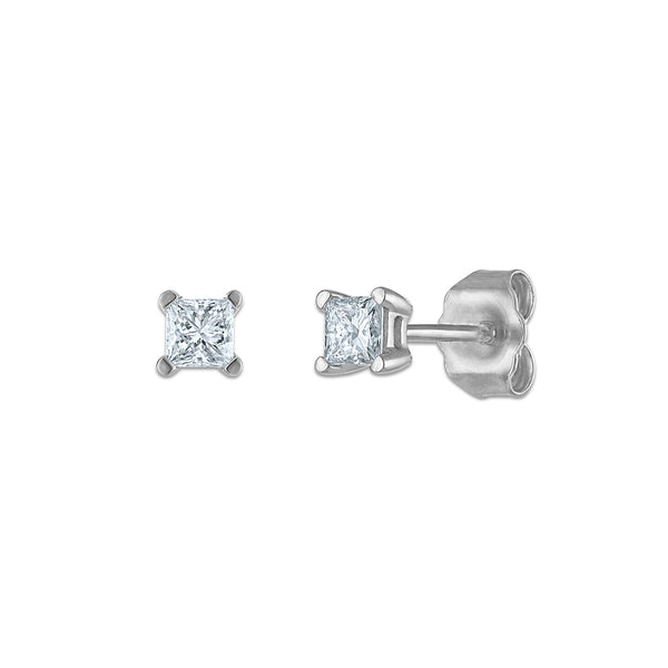 EcoLove 1/4 CTW Princess Cut Lab Grown Diamond Stud Earrings in Sterling Silver