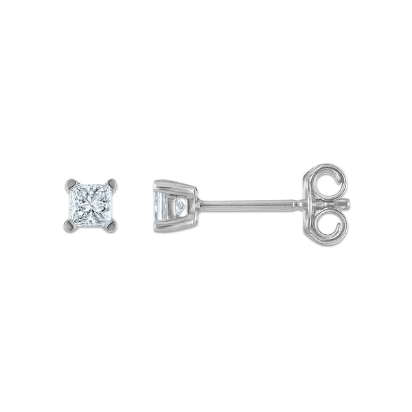 EcoLove 1/4 CTW Princess Cut Lab Grown Diamond Stud Earrings in Sterling Silver