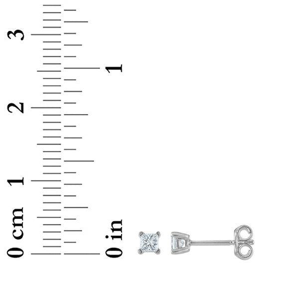 EcoLove 1/4 CTW Princess Cut Lab Grown Diamond Stud Earrings in Sterling Silver