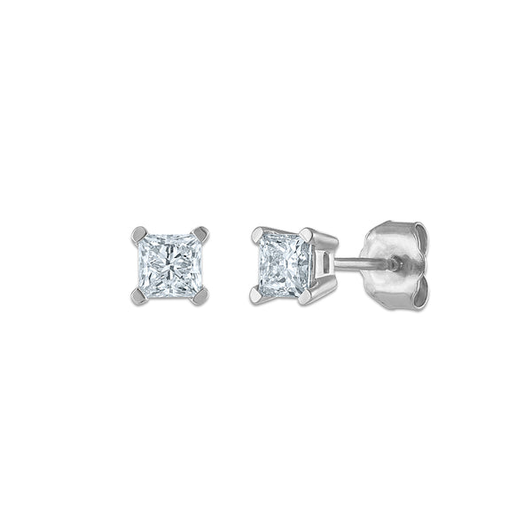 EcoLove 1/2 CTW Princess Cut Lab Grown Diamond Stud Earrings in Sterling Silver
