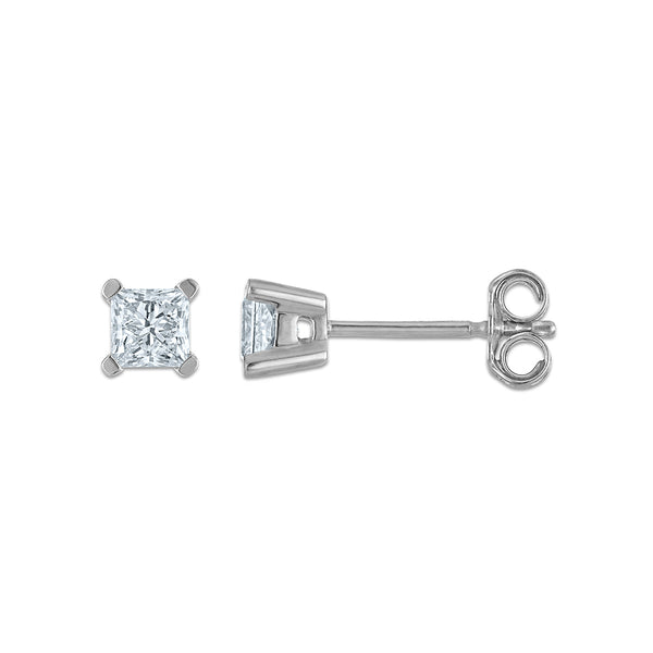 EcoLove 1/2 CTW Princess Cut Lab Grown Diamond Stud Earrings in Sterling Silver