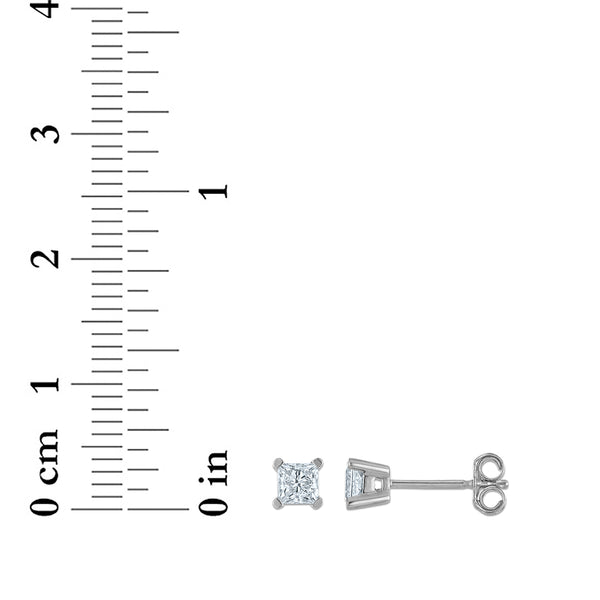EcoLove 1/2 CTW Princess Cut Lab Grown Diamond Stud Earrings in Sterling Silver