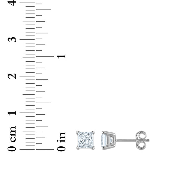 EcoLove 1 CTW Princess Cut Lab Grown Diamond Stud Earrings in Sterling Silver