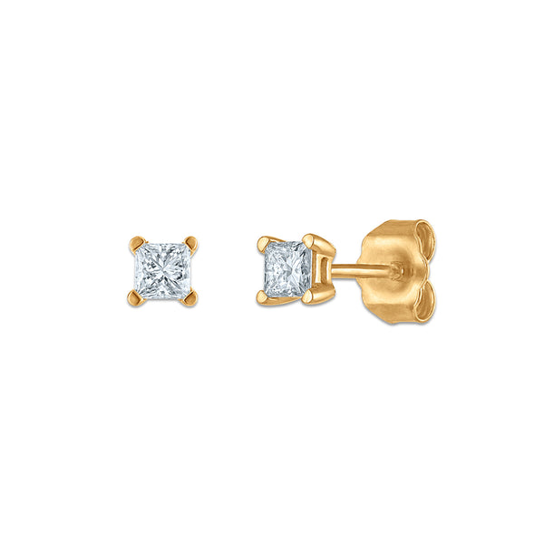 EcoLove 1/4 CTW Princess Cut Lab Grown Diamond Stud Earrings in 14KT Gold Vermeil