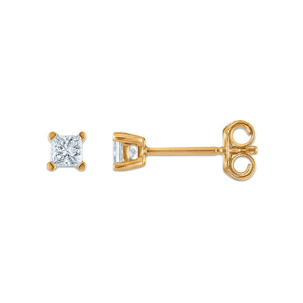 EcoLove 1/4 CTW Princess Cut Lab Grown Diamond Stud Earrings in 14KT Gold Vermeil