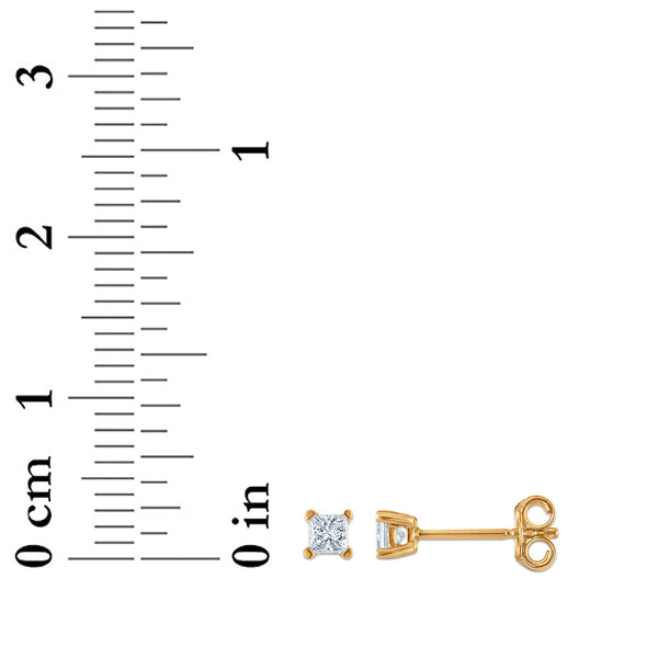 EcoLove 1/4 CTW Princess Cut Lab Grown Diamond Stud Earrings in 14KT Gold Vermeil