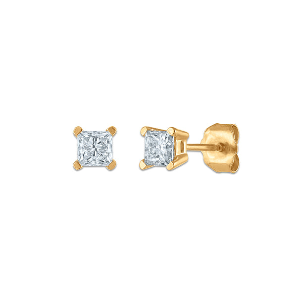 EcoLove 1/2 CTW Princess Cut Lab Grown Diamond Stud Earrings in 14KT Gold Vermeil
