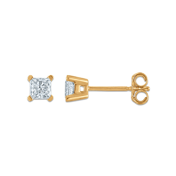EcoLove 1/2 CTW Princess Cut Lab Grown Diamond Stud Earrings in 14KT Gold Vermeil