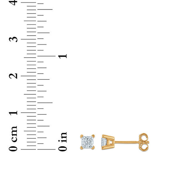 EcoLove 1/2 CTW Princess Cut Lab Grown Diamond Stud Earrings in 14KT Gold Vermeil