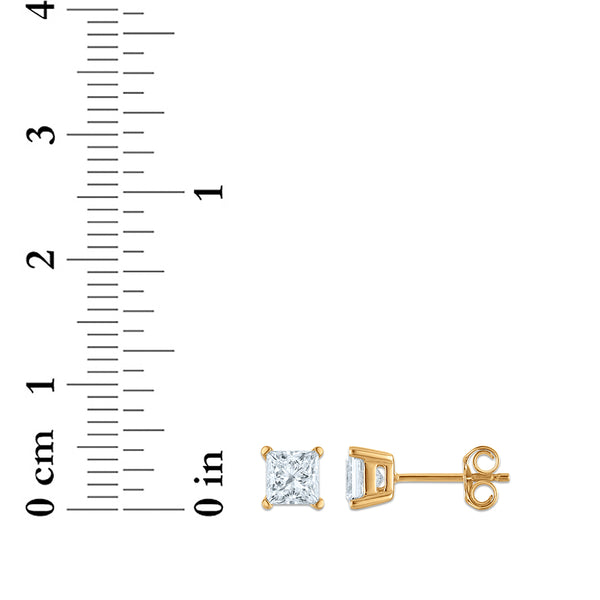 EcoLove 1 CTW Princess Cut Lab Grown Diamond Stud Earrings in 14KT Gold Vermeil