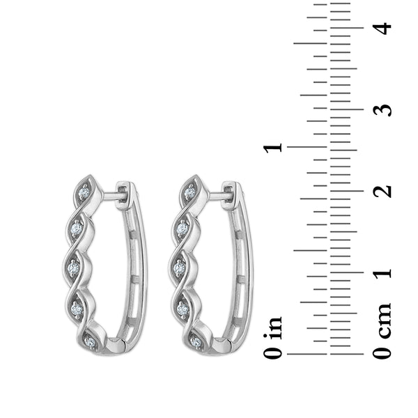 White Diamond Hoop Earrings in 925 Silver