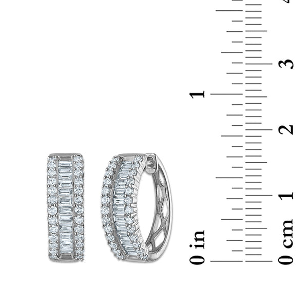 White Diamond Hoop Earrings in 925 Silver
