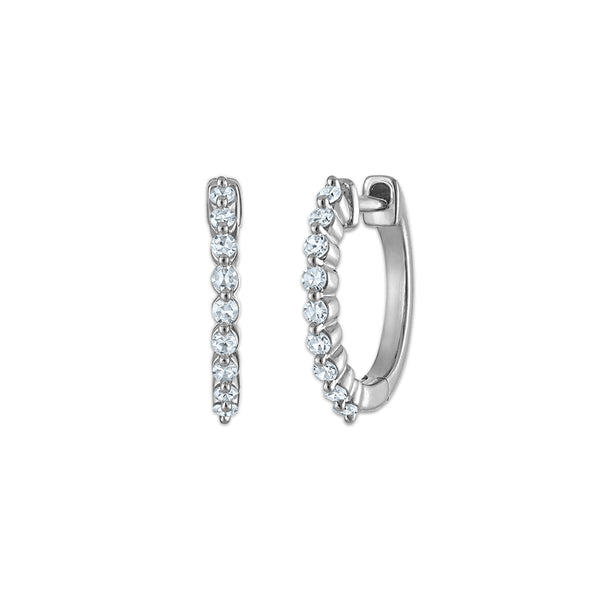 White Diamond Hoop Earrings in 925 Silver