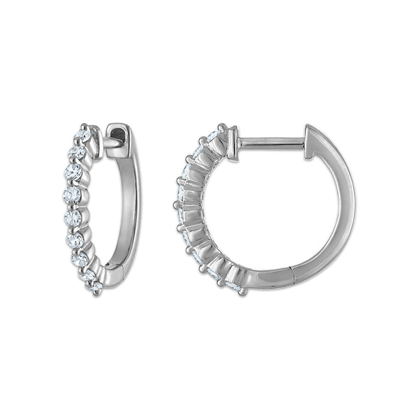 White Diamond Hoop Earrings in 925 Silver
