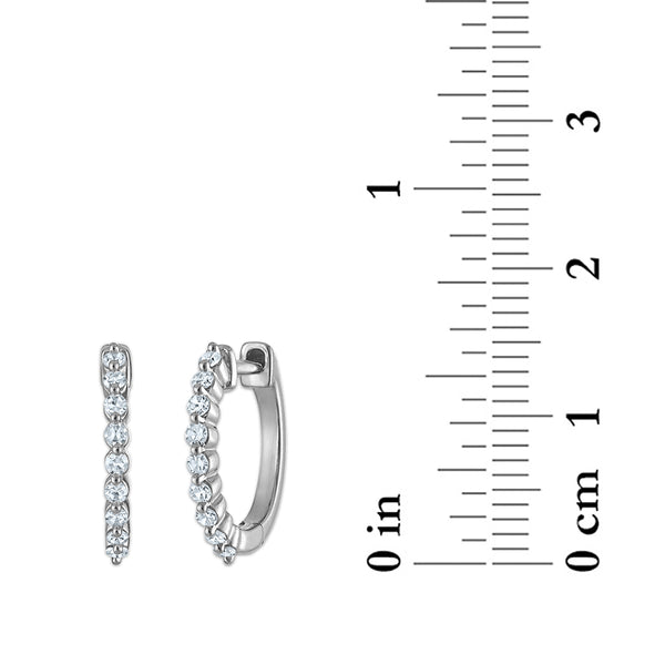 White Diamond Hoop Earrings in 925 Silver