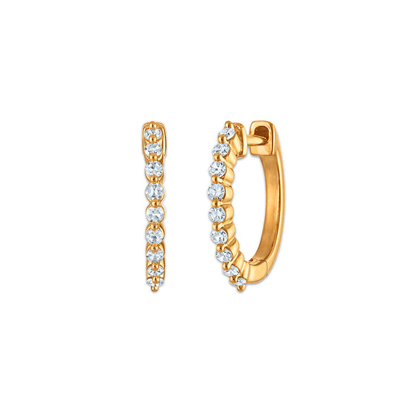 White Diamond Hoop Earrings in 925 Silver