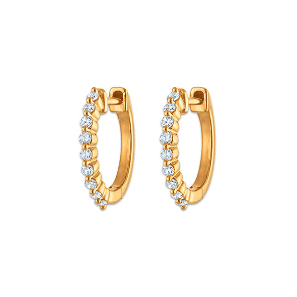 White Diamond Hoop Earrings in 925 Silver