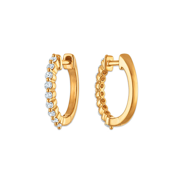 White Diamond Hoop Earrings in 925 Silver
