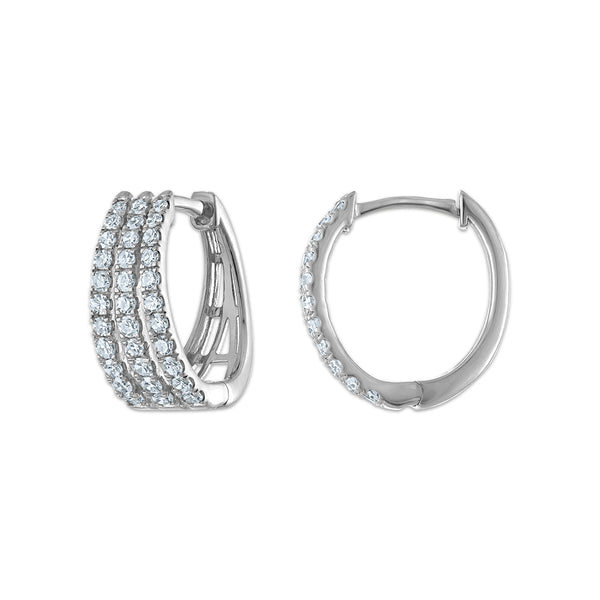 White Diamond Hoop Earrings in 925 Silver