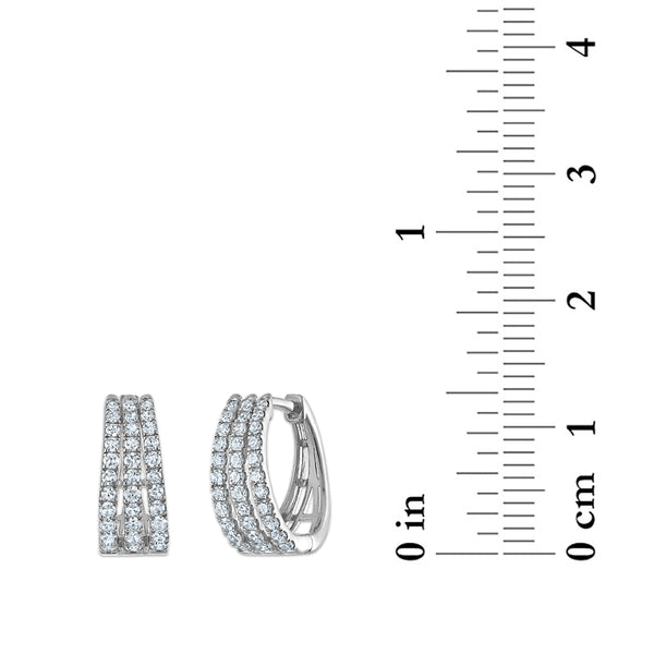 White Diamond Hoop Earrings in 925 Silver