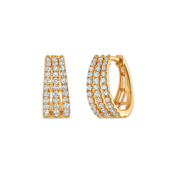 White Diamond Hoop Earrings in 925 Silver