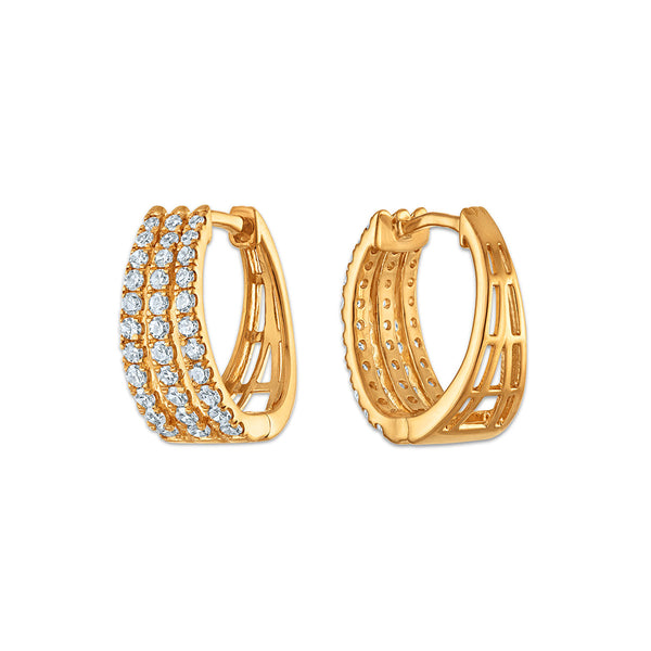 White Diamond Hoop Earrings in 925 Silver