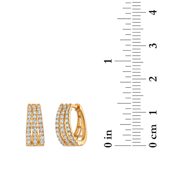 White Diamond Hoop Earrings in 925 Silver