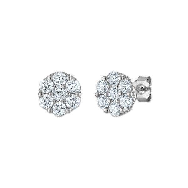 White Diamond Stud Earrings in 925 Silver