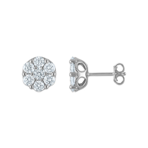 White Diamond Stud Earrings in 925 Silver