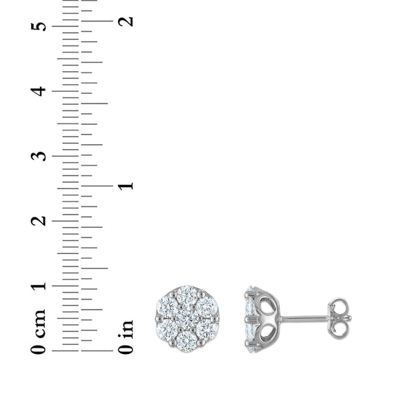 White Diamond Stud Earrings in 925 Silver