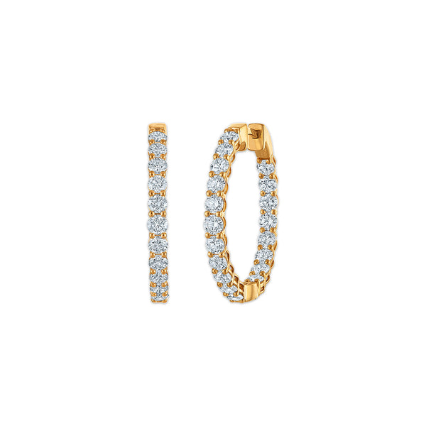 EcoLove 3 CTW Round Lab Grown Diamond In&Out Hoop Earrings in 14KT Yellow Gold