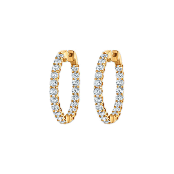 EcoLove 3 CTW Round Lab Grown Diamond In&Out Hoop Earrings in 14KT Yellow Gold