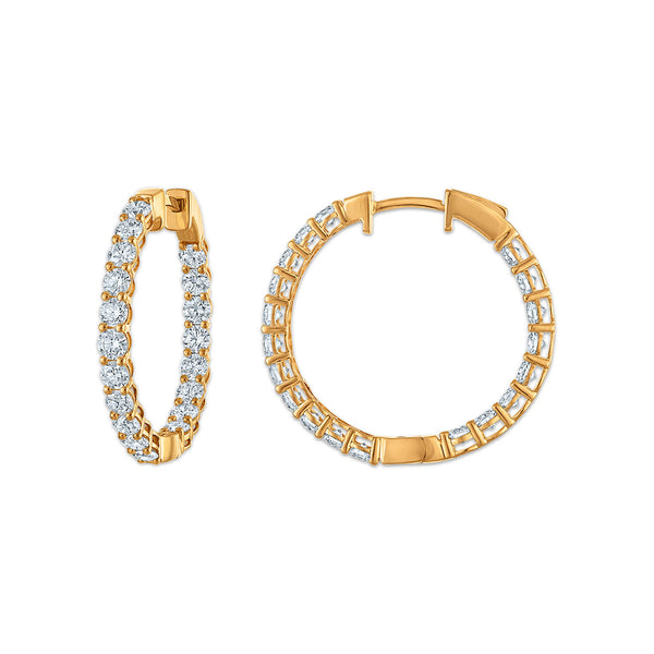 3 CTW Round Lab Grown Diamond Hoop Earrings in 14KT Yellow Gold