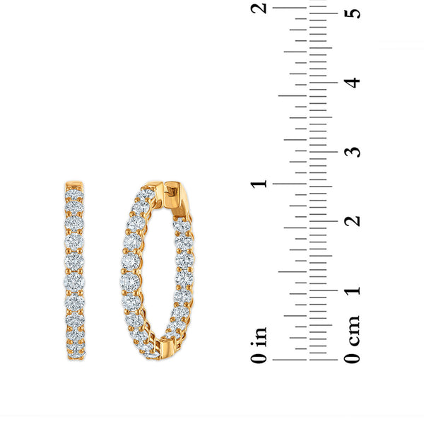 3 CTW Round Lab Grown Diamond Hoop Earrings in 14KT Yellow Gold