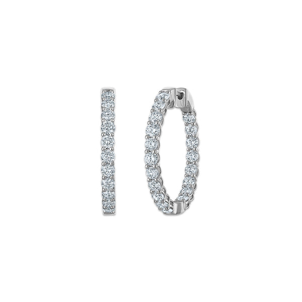 EcoLove 3 CTW Round Lab Grown Diamond In&Out Hoop Earrings in 14KT White Gold