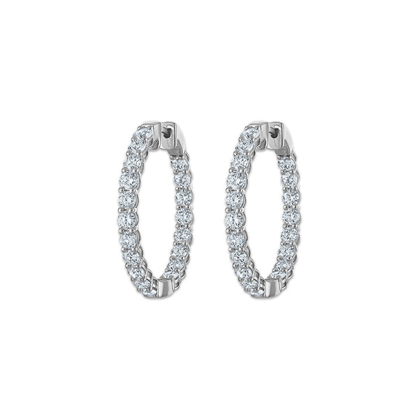 EcoLove 3 CTW Round Lab Grown Diamond In&Out Hoop Earrings in 14KT White Gold