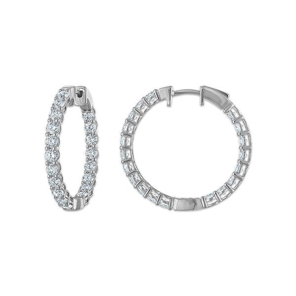 EcoLove 3 CTW Round Lab Grown Diamond In&Out Hoop Earrings in 14KT White Gold