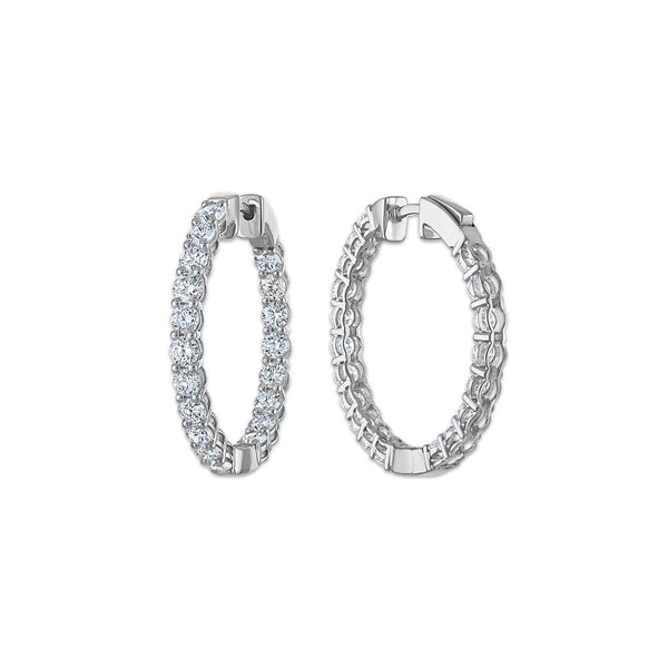 EcoLove 3 CTW Round Lab Grown Diamond In&Out Hoop Earrings in 14KT White Gold