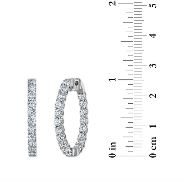 EcoLove 3 CTW Round Lab Grown Diamond In&Out Hoop Earrings in 14KT White Gold