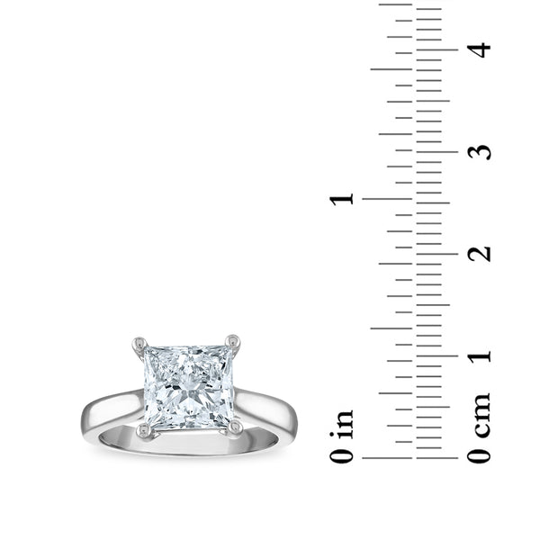 Red Hot Deal  3 CTW Princess Cut Lab Grown Diamond Solitaire Ring in 14KT White Gold