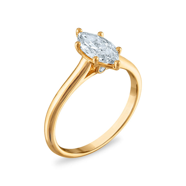 Red Hot Deal 1 CTW Marquise Lab Grown Diamond Solitaire Ring in 14KT Gold