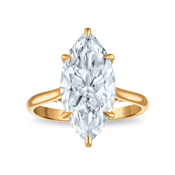 White Diamond Solitaire Plus Ring in 14KT Gold
